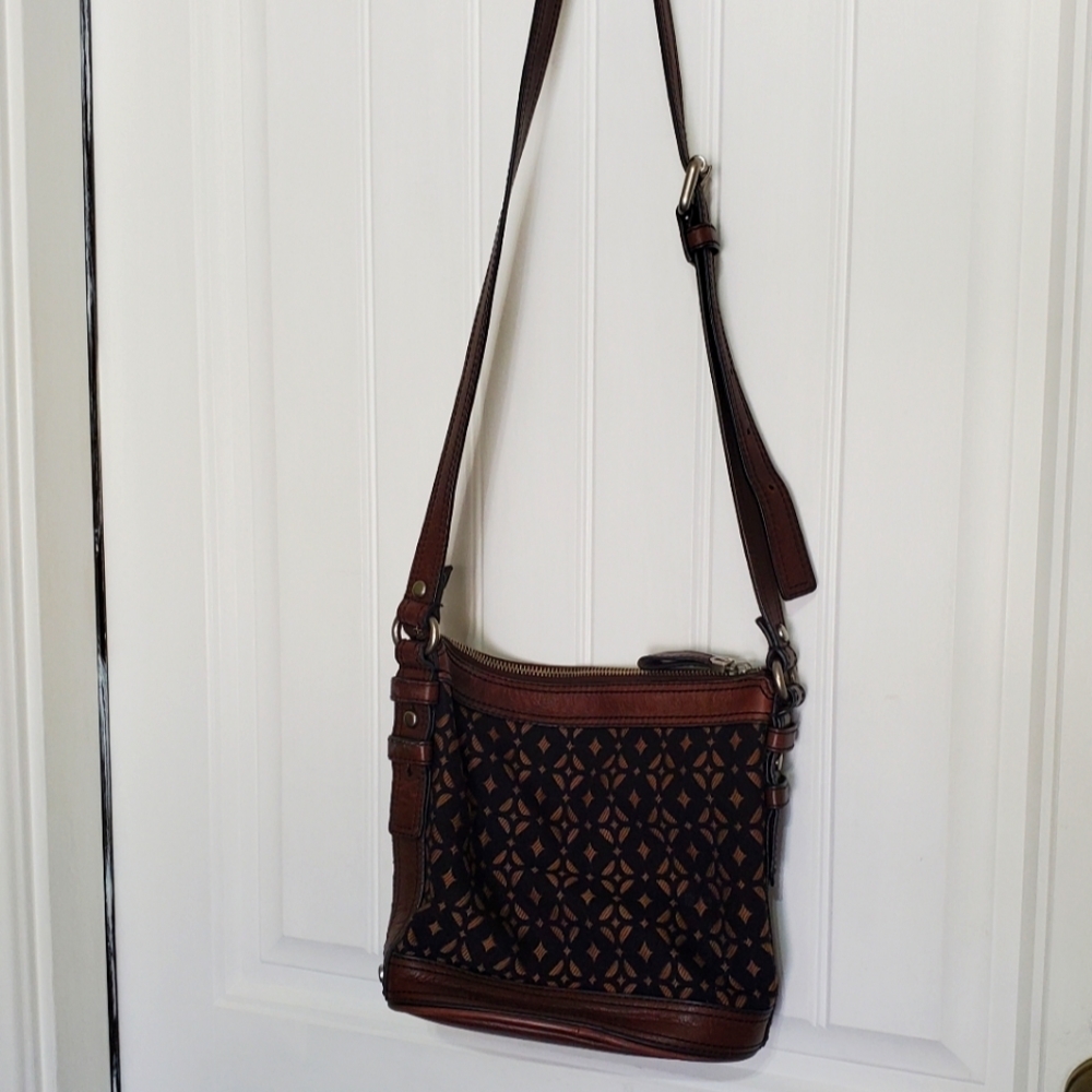 FOSSIL MADDOX CANCAS & LEATHER BAG